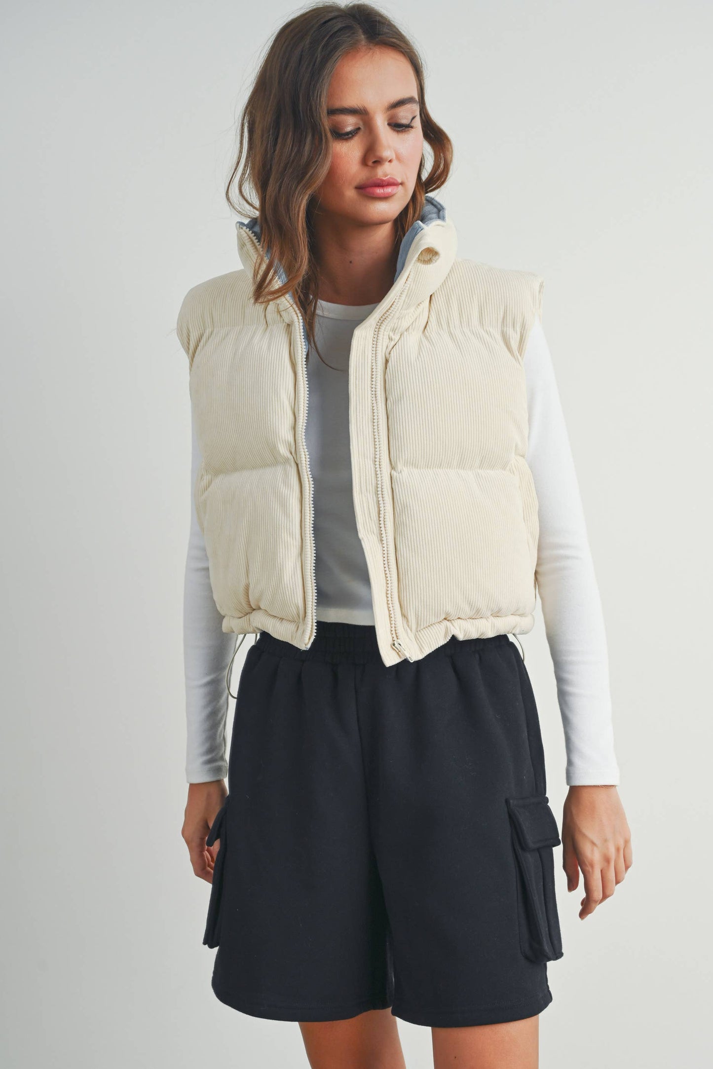 ADOREME CORDUROY PUFFER VEST