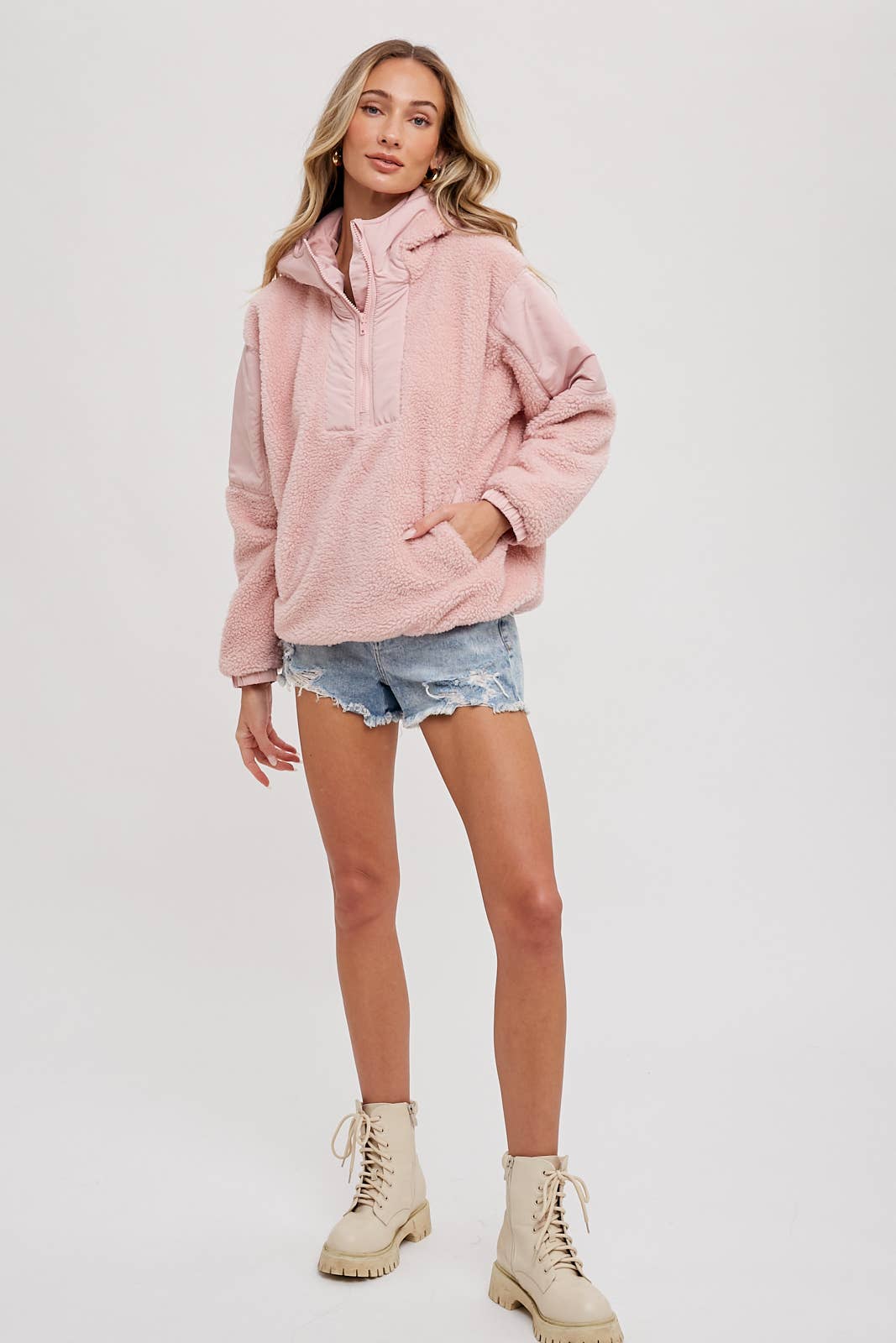 Contrast hoodie (Pink)