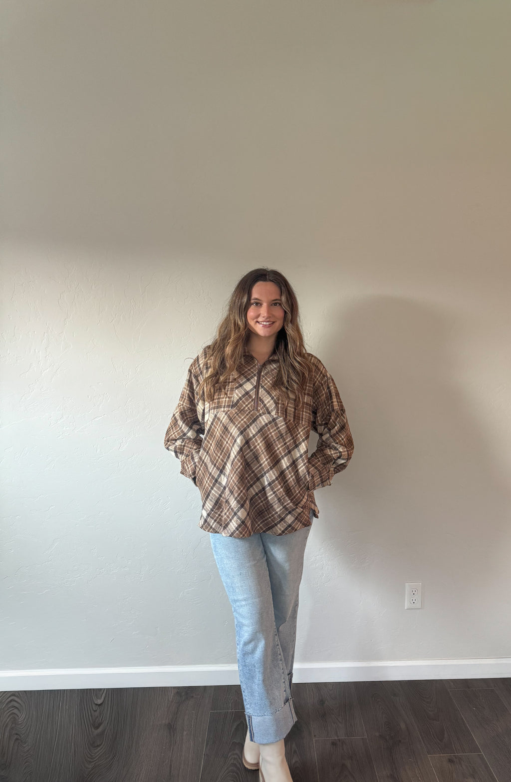 Plaid Pullover (Brown)