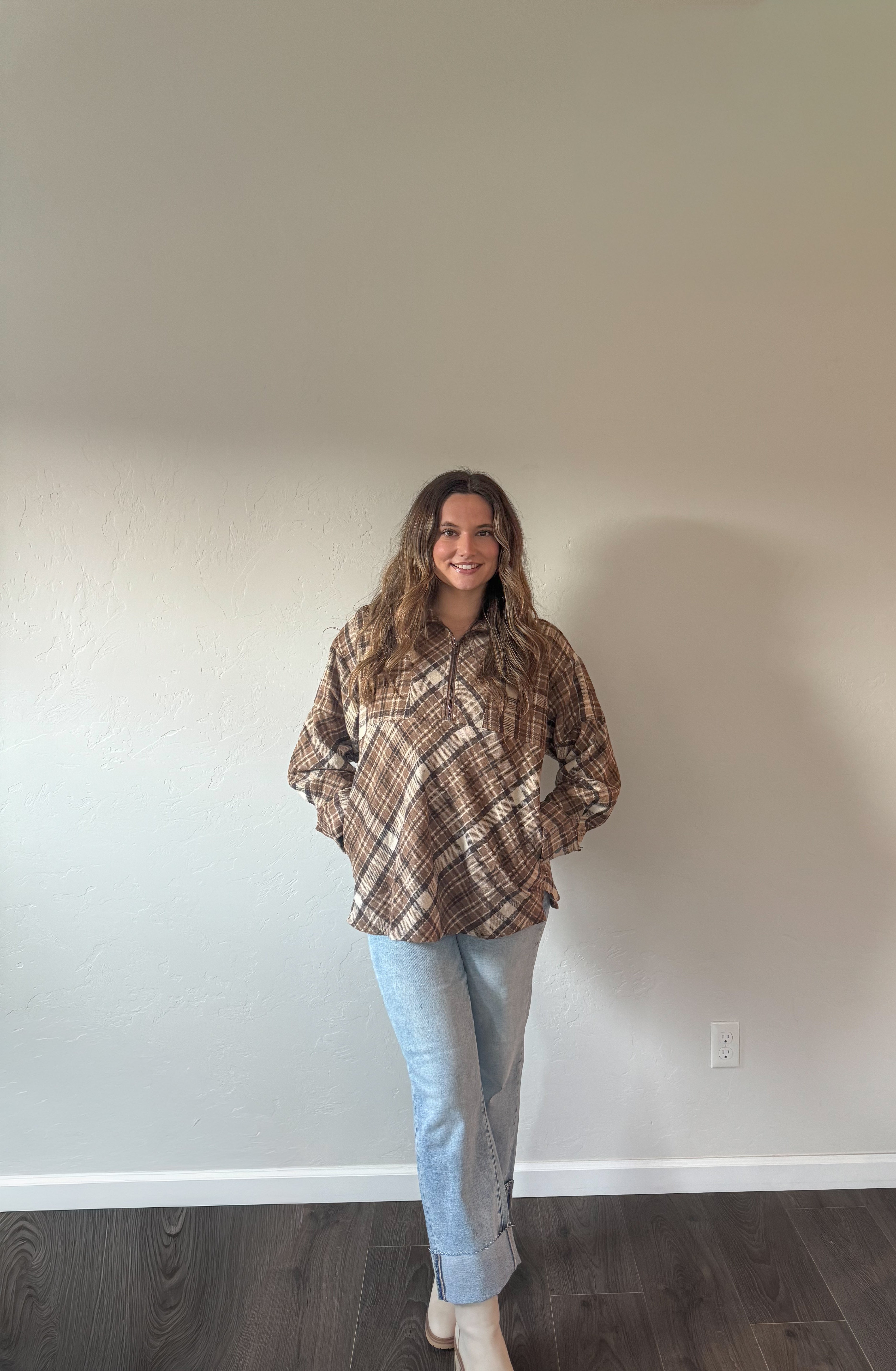 Plaid Pullover (Brown)