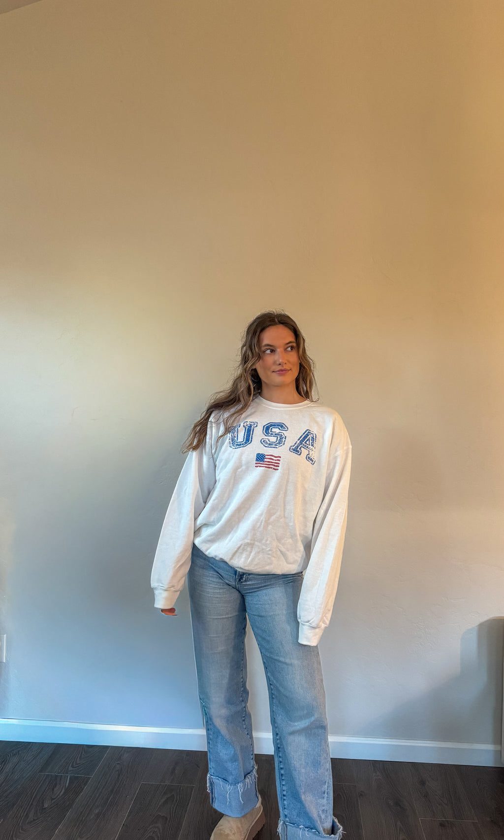 Washed USA Flag Crewneck