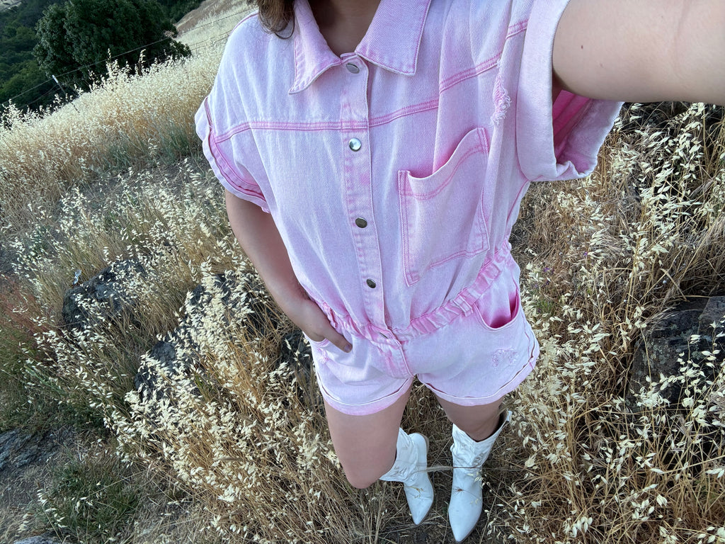 Vintage washed distressed details romper