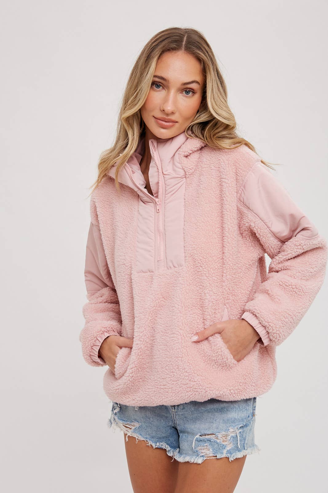 Contrast hoodie (Pink)