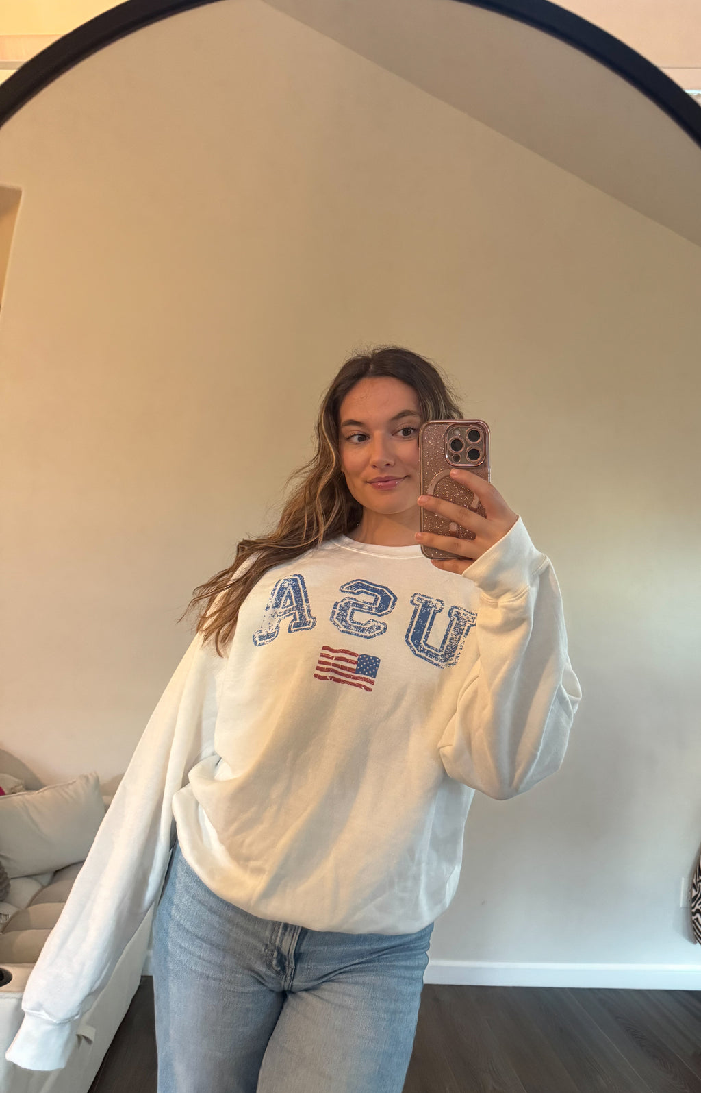 Washed USA Flag Crewneck