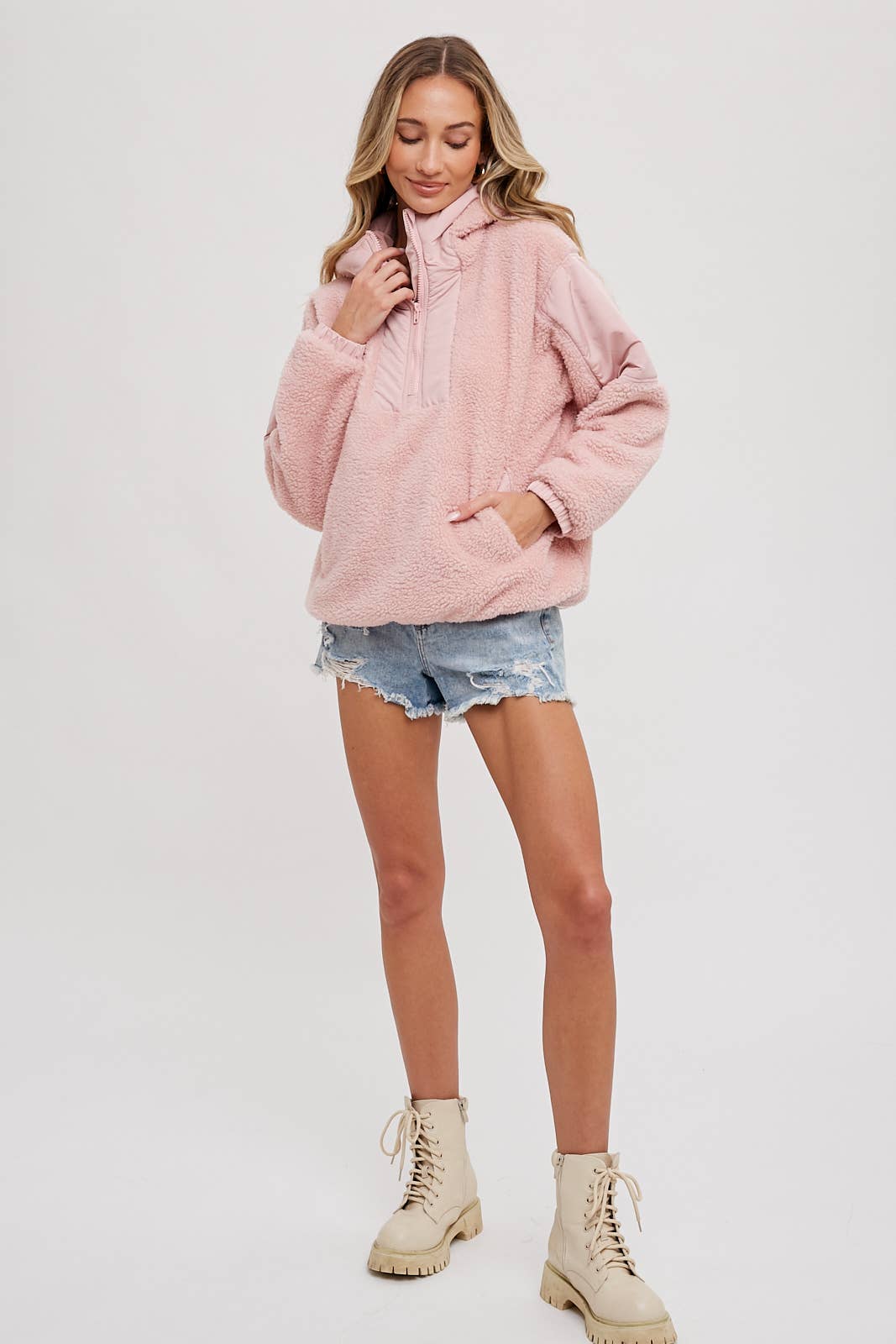 Contrast hoodie (Pink)