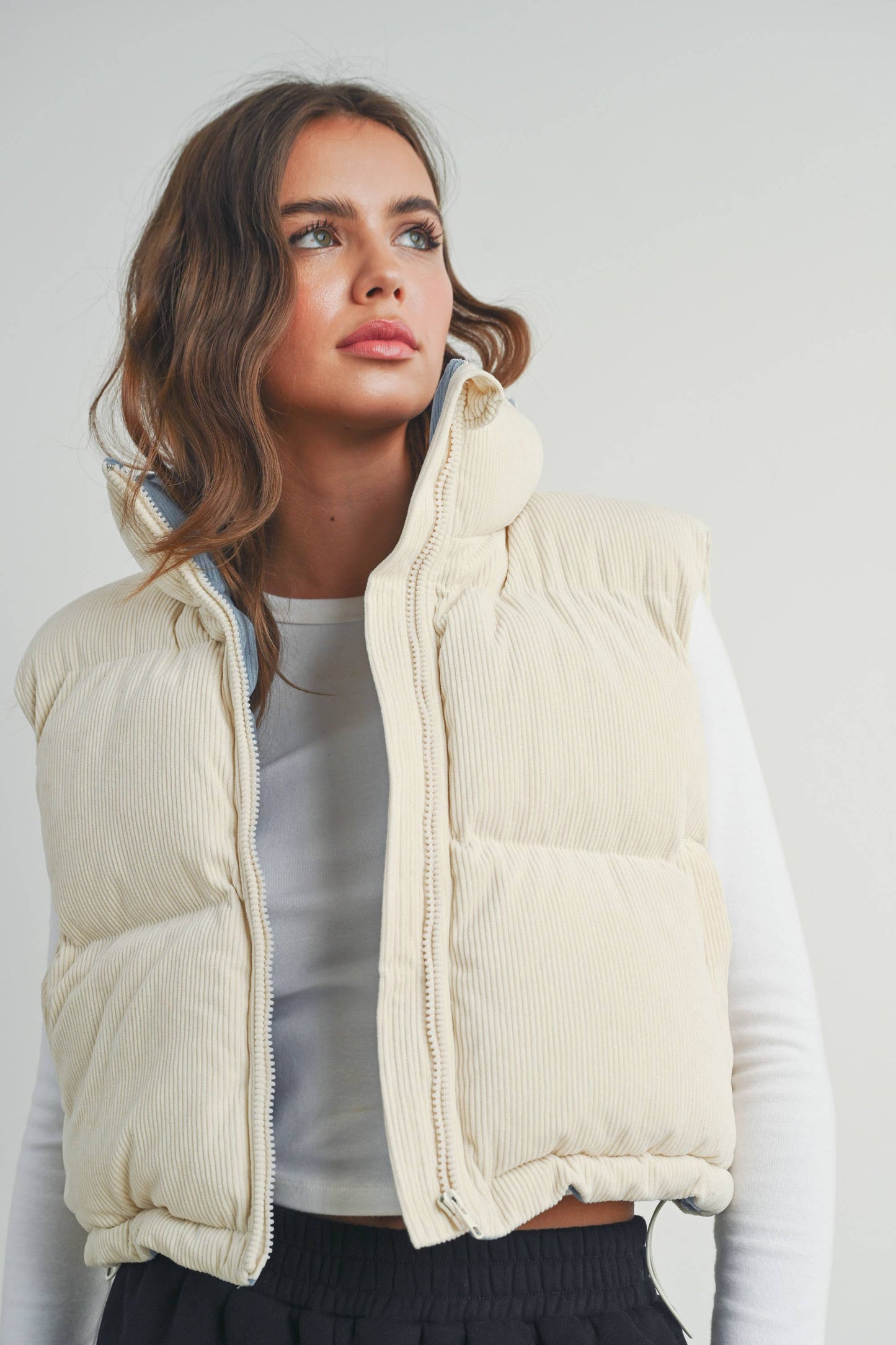 ADOREME CORDUROY PUFFER VEST