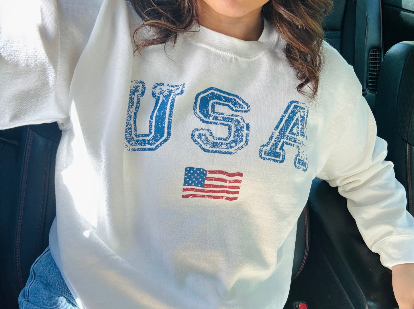 Washed USA Flag Crewneck