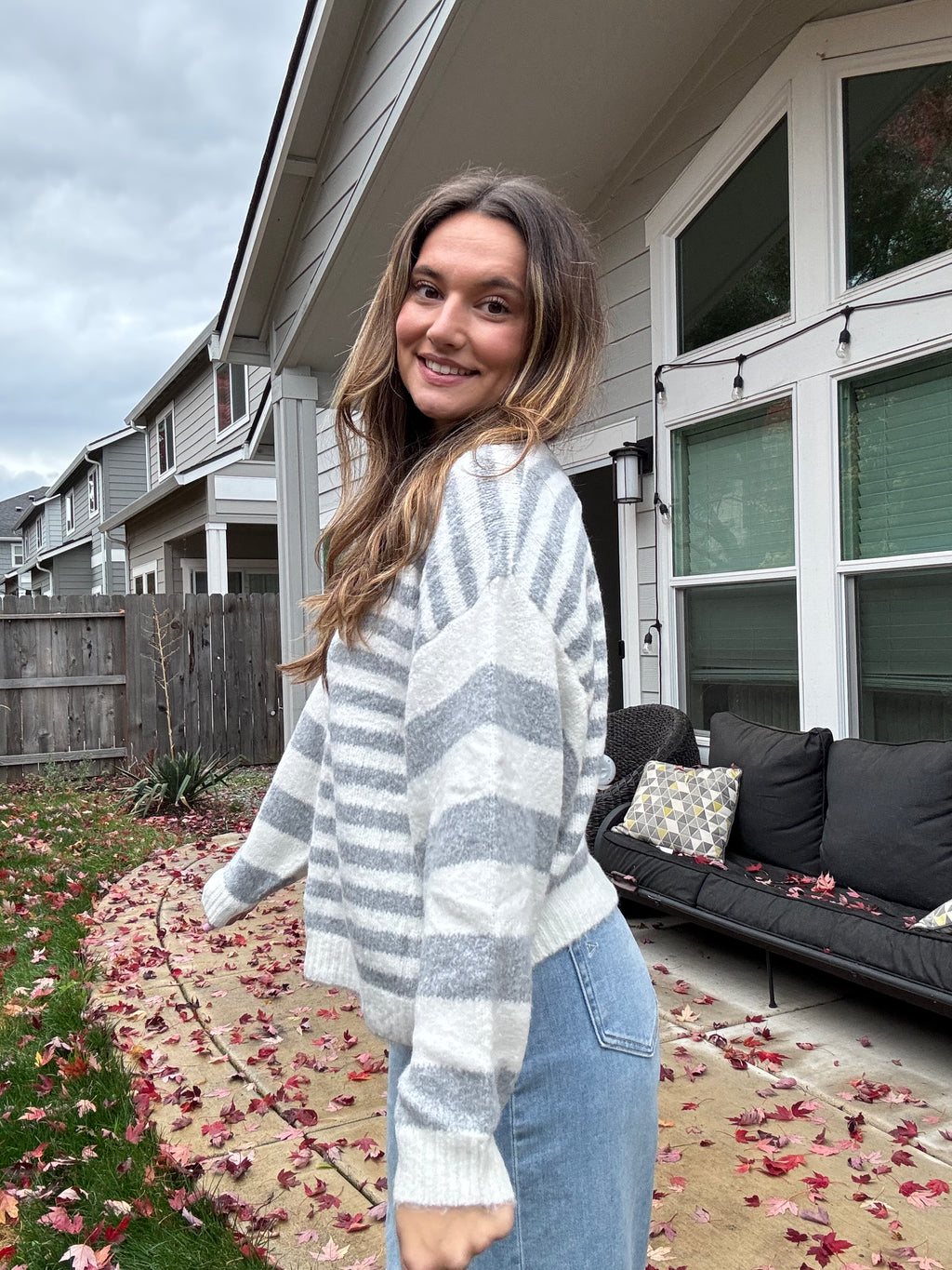 Mixed stripe comfy sweater