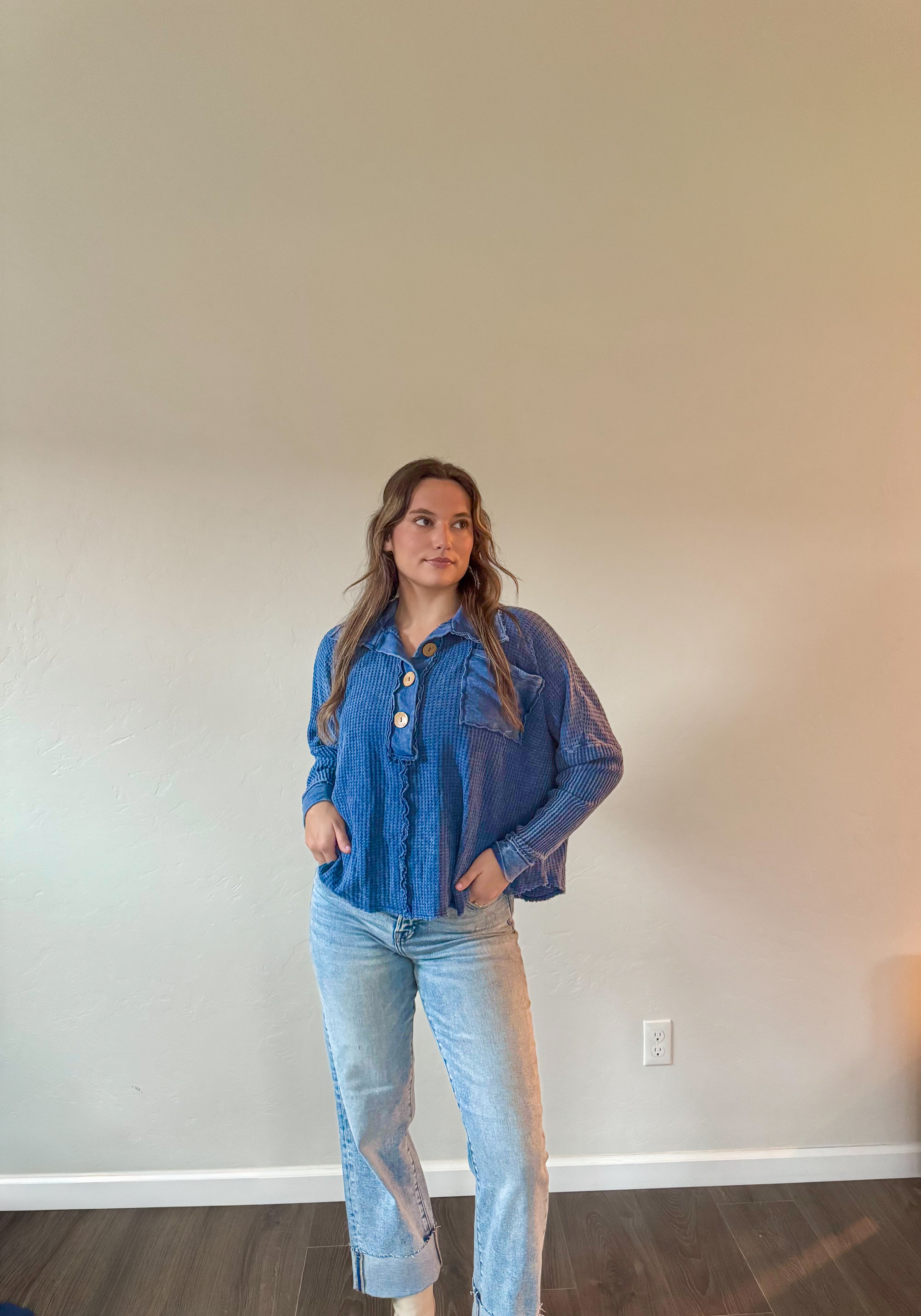 Mineral Dyed Waffle Tunic (Blue)