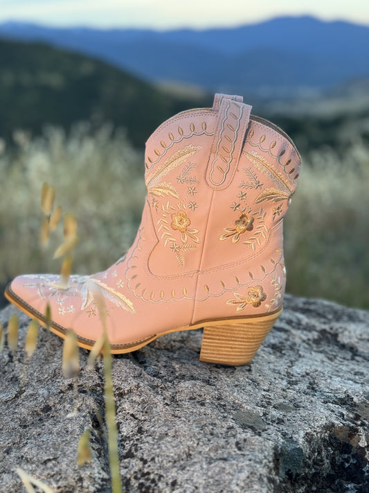 Botanical Embroidered Cowgirl Booties