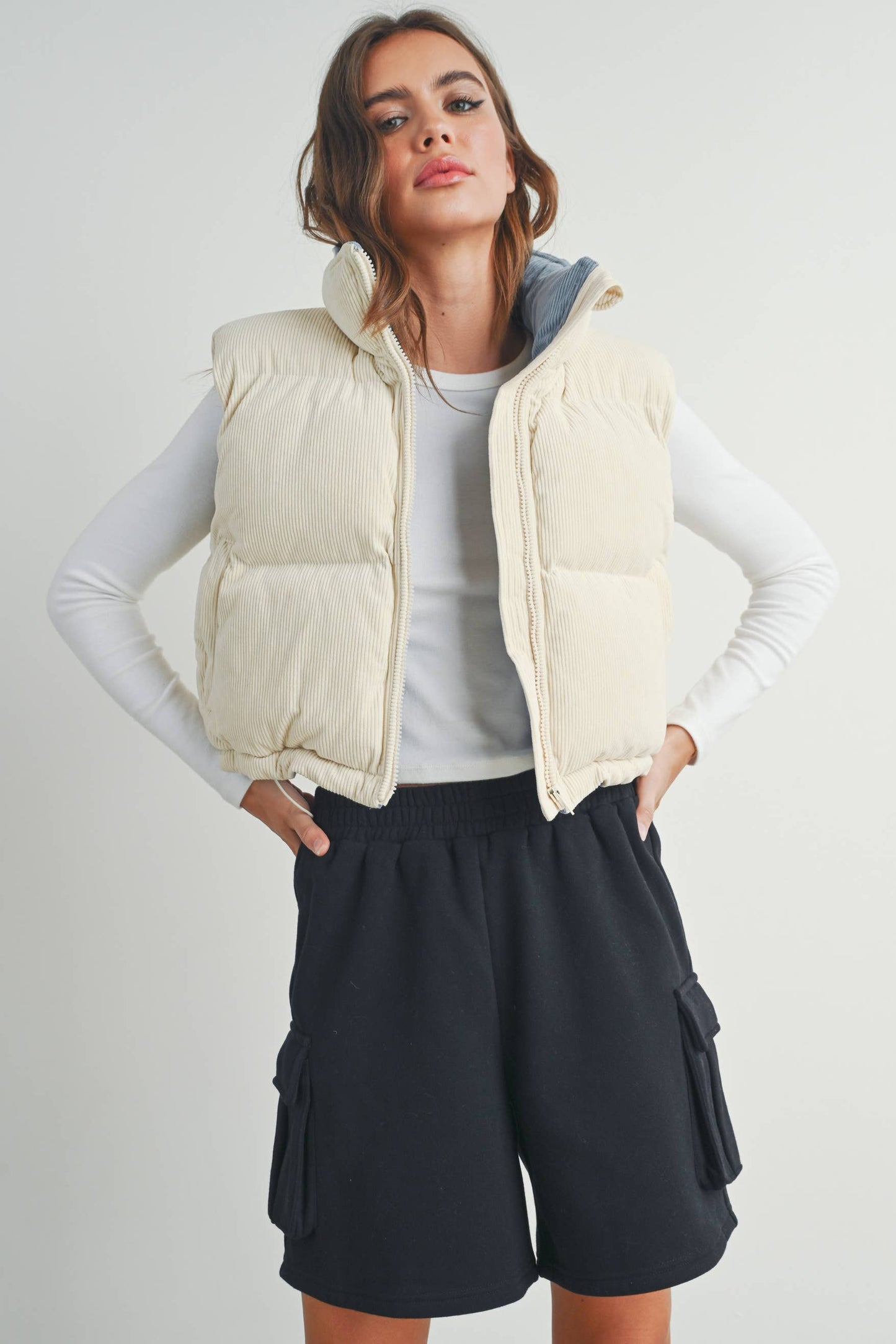 ADOREME CORDUROY PUFFER VEST