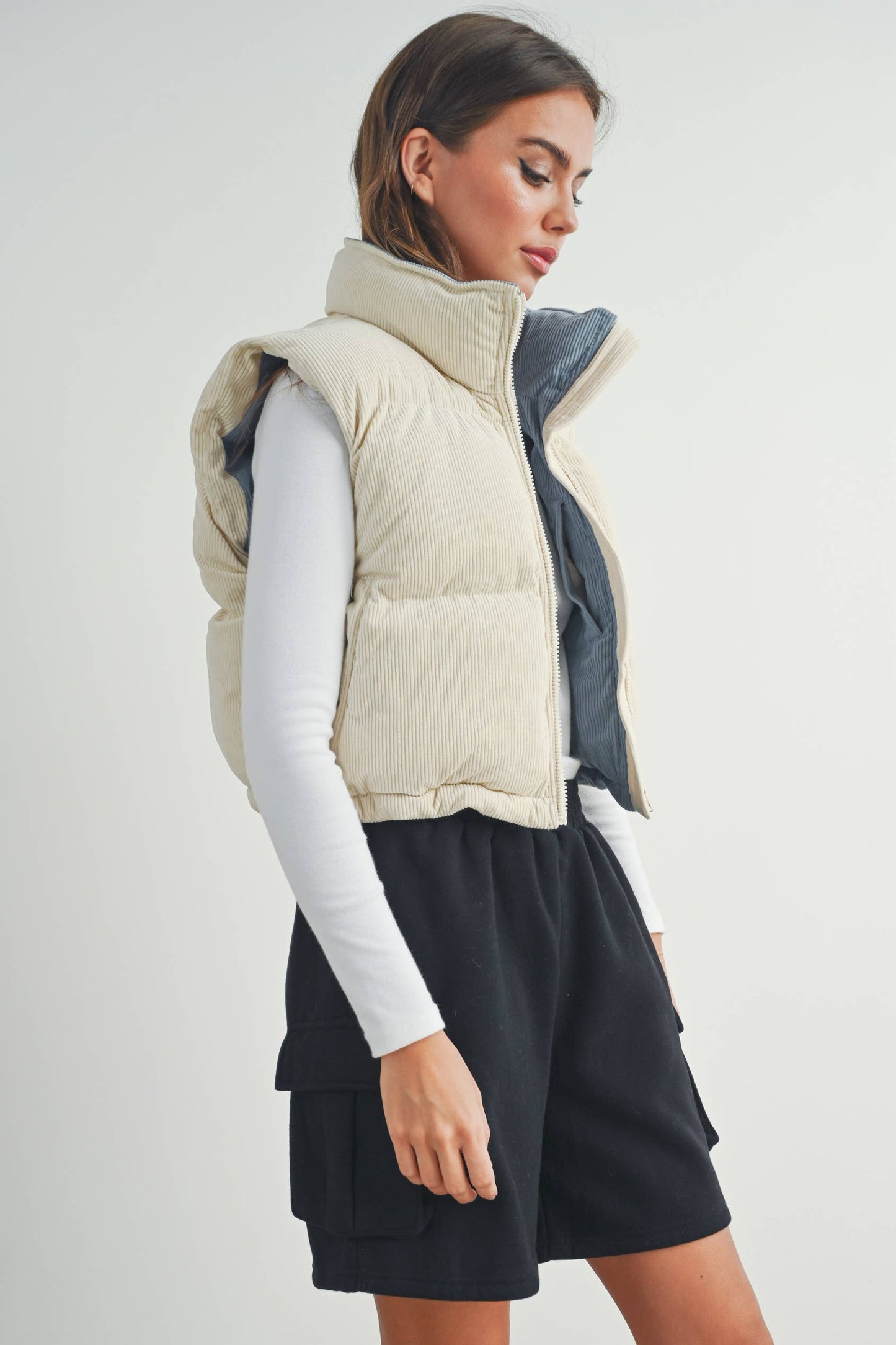 ADOREME CORDUROY PUFFER VEST