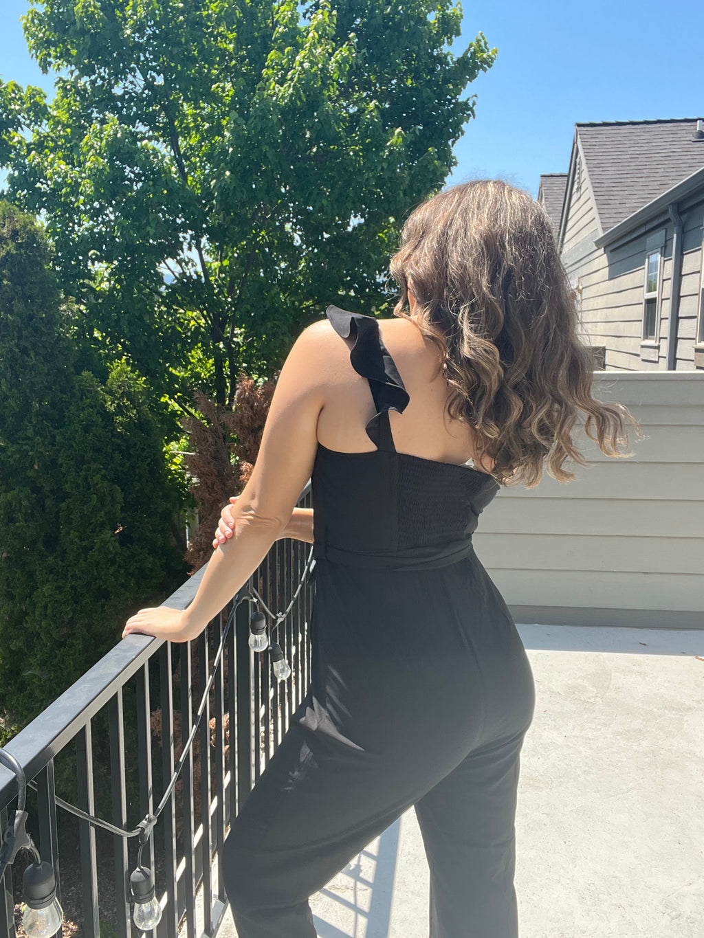 Woven Jumpsuit With Smocked Back