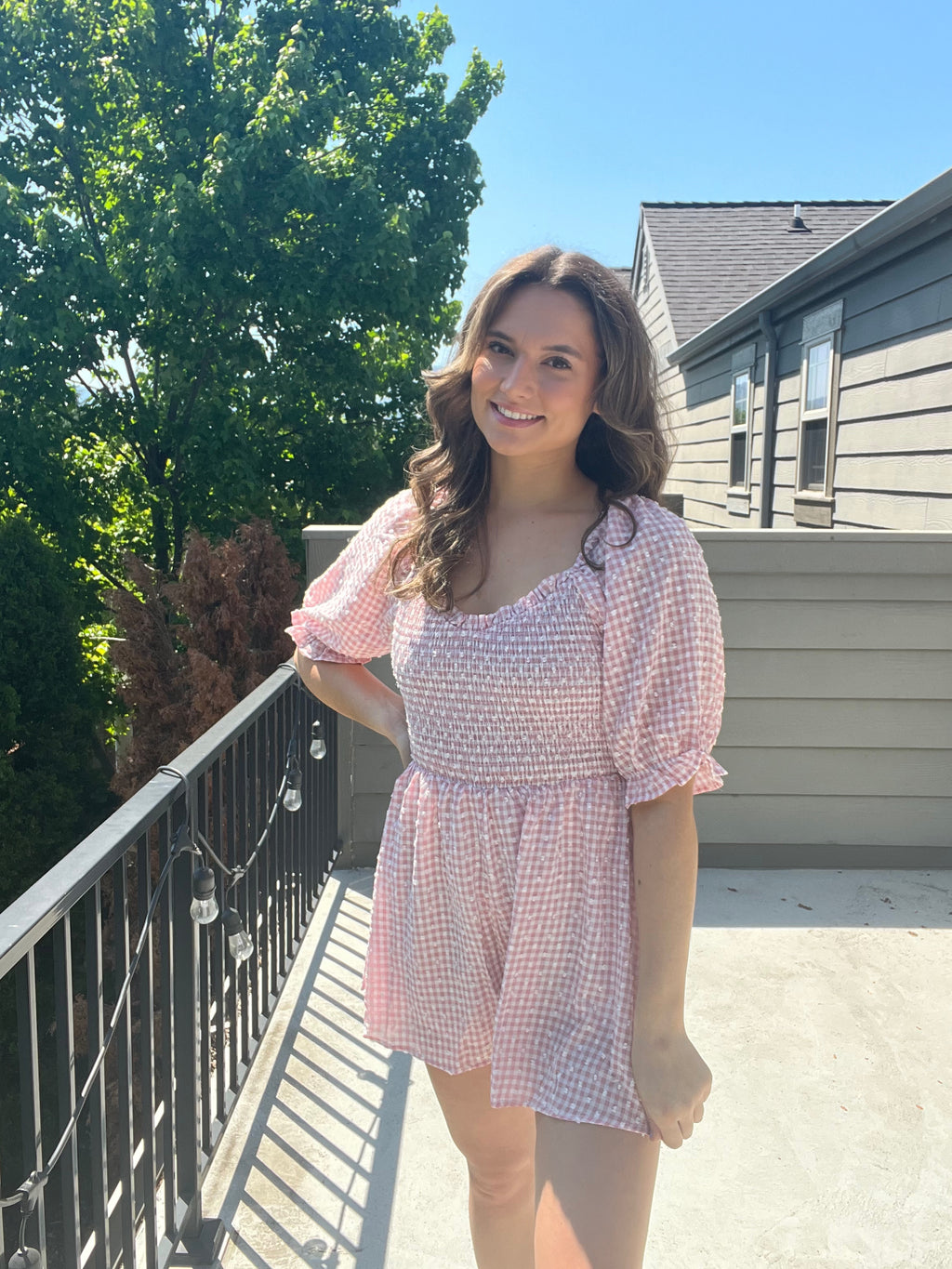 Gingham Printed Romper