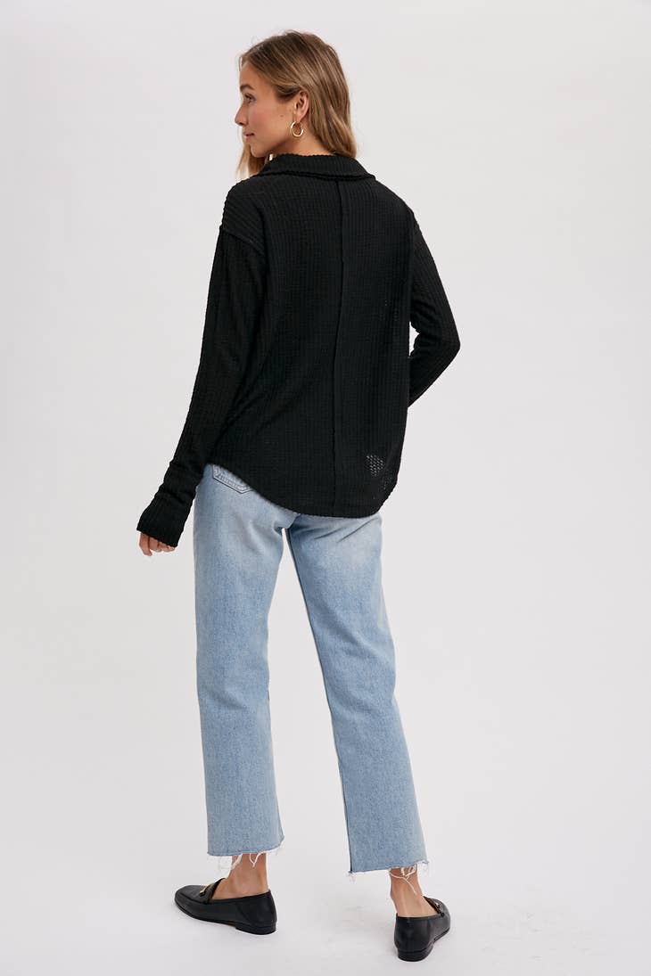 BRUSHED WAFFLE HENLEY TOP