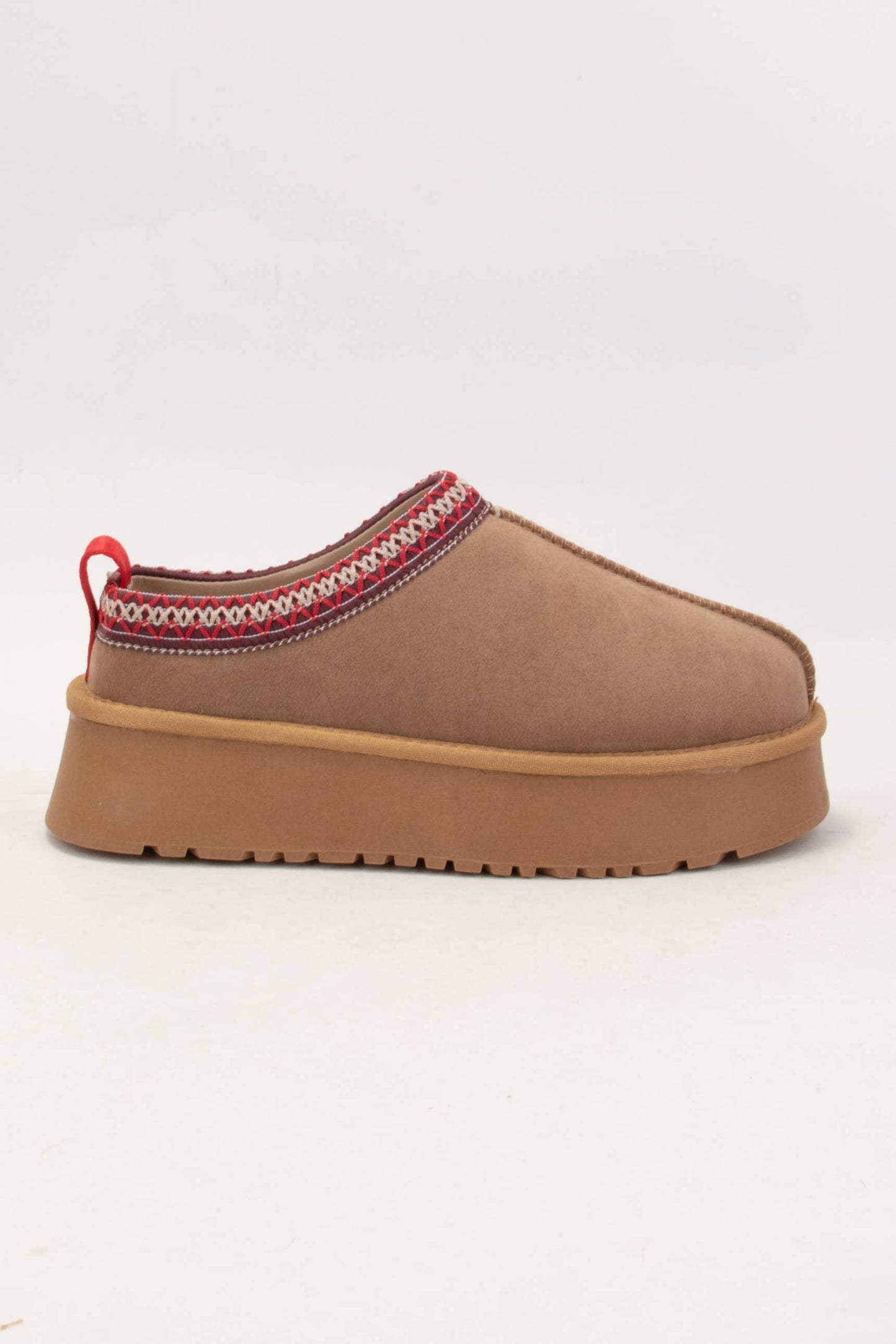 SHORT ANKLE FUR-LINED COZY SLIPPER: Camel