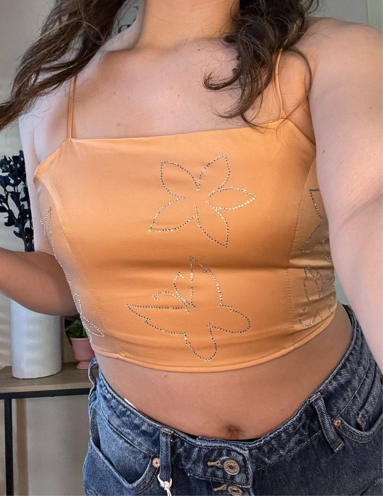 Floral and Butterfly Crop Top