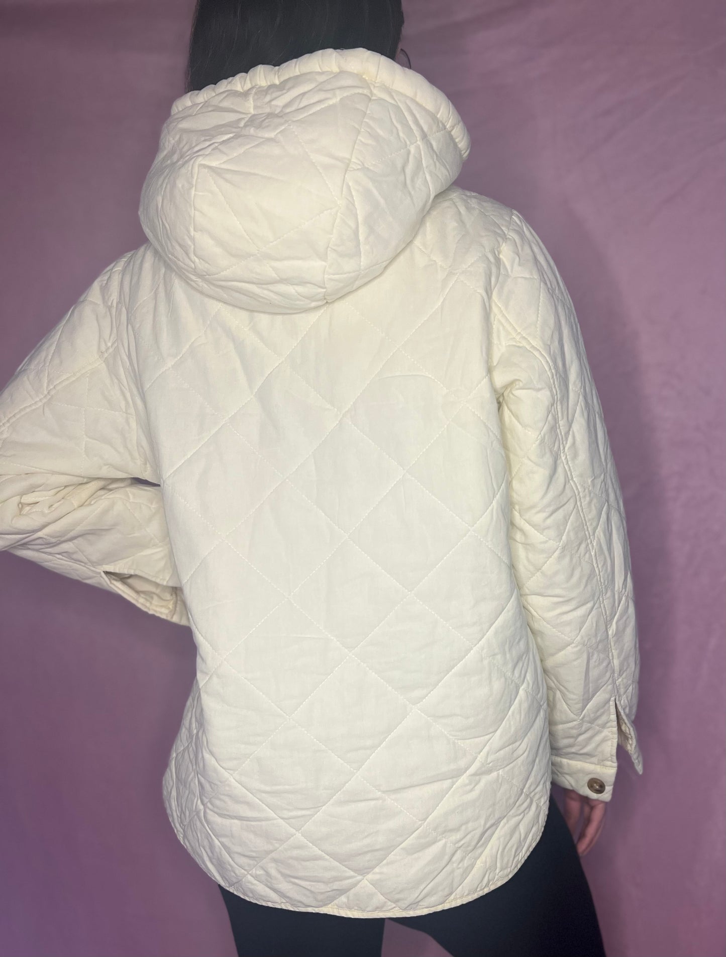 Washed Quilting and Padding Halff Zip-up Hoodie